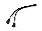 OKGEAR 3 Pin Fan Cable Y Splitter Extension with Black Sleeving Black Connectors 6 Length