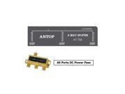 ANTOP Coaxial Splitter 3 Way 2GHz 5 2050MHz Low loss RF Splitter for TV and Satellite 18K Gold plated chassis All Port DC Power Passing