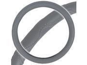 BDK SW 804 GR Gray Leather Steering Wheel Cover Fit All Standard Size