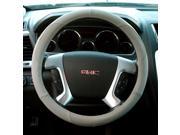ABN Grey Genuine Leather Luxury Steering Wheel Cover Wrap Universal Fit 15 Inch