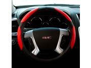 ABN Red PVC Leather Steering Wheel Cover Universal Fit 15 Inch Two Toned