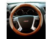 ABN Brown PVC Leather Steering Wheel Cover Universal Fit 15 Inch Two Toned