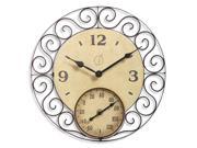 Springfield 14 Antique Wire Poly Resin Clock with Thermometer