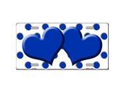 Smart Blonde LP 4242 Blue White Polka Dot Print With Blue Centered Hearts Novelty License Plate