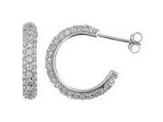 Doma Jewellery DJS02319 Sterling Silver Rhodium Plated Hoop Earring with CZ