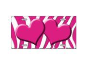 Smart Blonde LP 2929 Pink White Zebra Print With Pink Centered Hearts Novelty License Plate