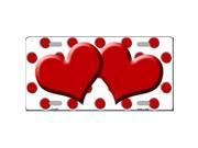 Smart Blonde LP 4245 Red White Polka Dot Print With Red Centered Hearts Novelty License Plate
