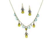 1928 Jewelry 80225 Peridot And Olivine Colored Beads Necklace Beaded Drop Earrings Set