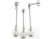 Doma Jewellery DJS02737 Sterling Silver Rhodium Plated and Freshwater Pearl Earring and Pendant Set