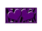 Smart Blonde LP 2441 Purple Black Zebra Purple Centered Hearts Novelty License Plate