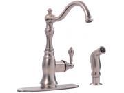 Ultra Faucets UF11243 Stainless Steel Single Handle Kitchen Faucet With Side Spr