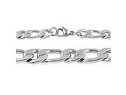 Doma Jewellery SSSSN04120 Stainless Steel Necklace Figaro Style 9.0 mm. Length 18 2 20 in.