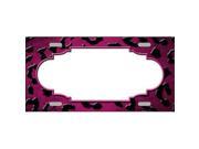Smart Blonde LP 7363 Pink Black Cheetah Scallop Print Oil Rubbed Metal Novelty License Plate