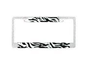 Valor LPF2DC031WITIM04 Black and White Zebra Design License Plate Frames with Crystals