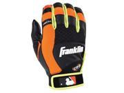 Franklin Sports 21305F2 X Vent Pro Youth Medium Batting Gloves Black Neon Orange Optic Yellow