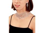 Sunnywood 3496S Silver Rhinestone Necklace And Earrings Set