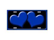 Smart Blonde LP 2468 Solid Blue Centered Hearts With Black Background Novelty License Plate