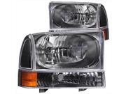 ANZO 111080 Ford Excursion Superduty Headlights With Corner Lights Black ANZO 111080 Ford Excursion Superduty Headlights With Corner Lights Black