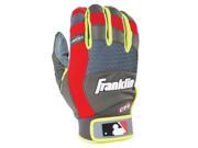 Franklin Sports 21354F1 X Vent Pro Adult Small Batting Gloves Gray Red Optic Yellow