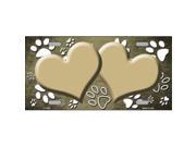 Smart Blonde LP 7585 Paw Print Heart Gold White Metal Novelty License Plate