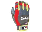 Franklin Sports 21354F5 X Vent Pro Adult X Large Batting Gloves Gray Red Optic Yellow
