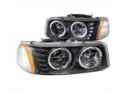 ANZO 111207 Crystal Headlights Halo Black With L.e.d