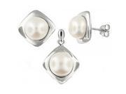 Doma Jewellery DJS02736 Sterling Silver Rhodium Plated and Freshwater Pearl Earring and Pendant Set