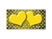 Smart Blonde LP 7396 Yellow White Small Dots Hearts Print Oil Rubbed Metal Novelty License Plate
