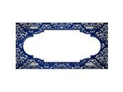 Smart Blonde LP 7320 Blue White Damask Scallop Print Oil Rubbed Metal Novelty License Plate