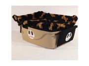 FidoRido Products FRT1BLB S Tan One Seater with Light Weight Fleece in Black with Tan Dog Bones and Small Harness