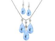 1928 Jewelry 80238 Light Blue Colored Briolette Pendants And Silver Toned Bead Accents Earrings Set