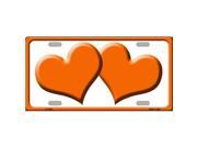 Smart Blonde LP 2460 Solid Orange Centered Hearts With White Background Novelty License Plate