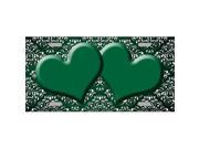 Smart Blonde LP 7304 Green White Damask Hearts Print Oil Rubbed Metal Novelty License Plate