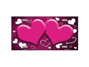 Smart Blonde LP 7618 Pink White Love Print Hearts Oil Rubbed Metal Novelty License Plate