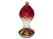 World Source Partners Textured Glass Hummingbird Feeder With Metal Base Red BA05716