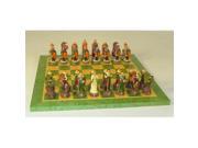 Robin Hood Resin Chess Set with Green Tan Wood Veneer Board