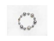 Alur Jewelry 18256GY Pearl and Crystal Ball Bracelet in Gray