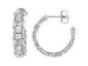 Doma Jewellery DJS02408 Sterling Silver Rhodium Plated Earring with CZ Huggy
