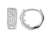 Doma Jewellery DJS02321 Sterling Silver Rhodium Plated Hoop Earring with CZ