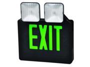 Morris Products 73037 Combo Led Exit Emergency Light Green Led Black Housing Remote Capable
