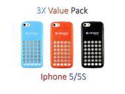 Sanoxy Dot Hole Silicone Case Back Cover for iPhone 5 5S 3X Value Pack