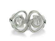 SuperJeweler Beautifully Crafted Twisted Solid Wire Double Heart And Circle 1.5 in. Wide Cuff Bracelet