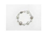 Alur Jewelry 18256WH Pearl and Crystal Ball Bracelet in White