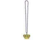 Amscan 390914 Mardi Gras Large Crown Beaded Necklace 39 in. Pack of 15