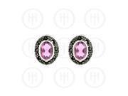 Doma Jewellery MAS07880 Sterling Silver Marcasite Earrings Pink Cubic Zirconia ST M 1044 PCZ