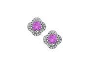 Fine Jewelry Vault UBNER40869AGCZAM 925 Sterling Silver Fancy Earrings with Cubic Zirconia and Amethyst