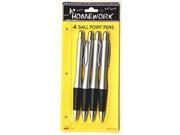 Bulk Buys Retractable ball point pens 4 pack Case of 48