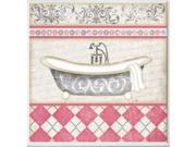 Stupell Industries WRP 1001 Pink Bath with Tub Square Wall Plaque