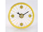 Maples Clock LFT 16 YL 16 in. Aluminum Bicycle Wheel Wall Clock Yellow