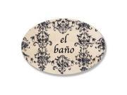 Stupell Industries WRP 786eb El Bano Toile Oval Wall Plaque